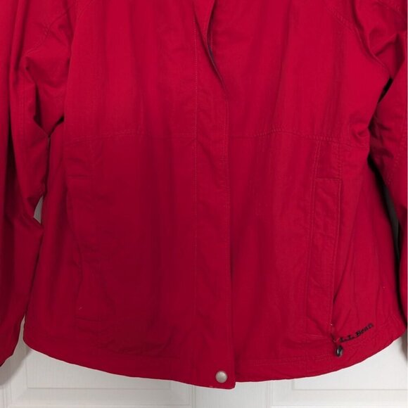 LL Bean Windbreaker Hooded Jacket Womens Size Medium Red Nylon Full Zip Outdoor - Picture 4 of 12